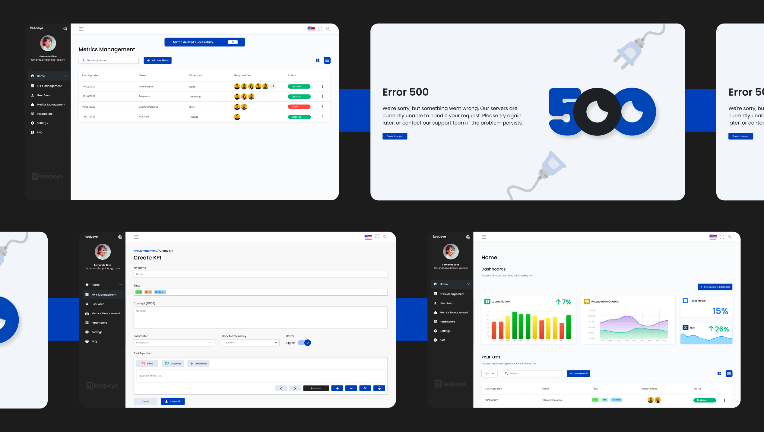 Keepeye product screens